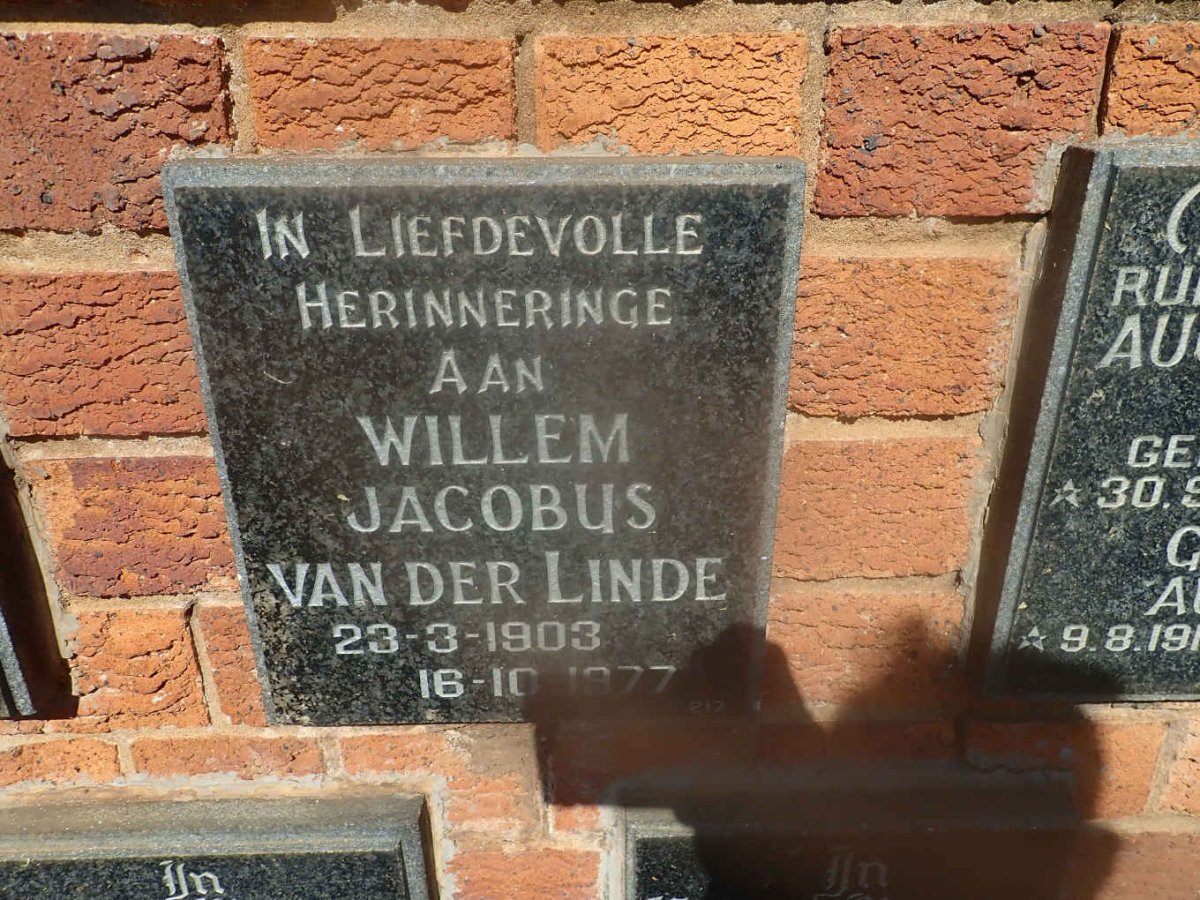 LINDE Willem Jacobus, van der 1903-1977