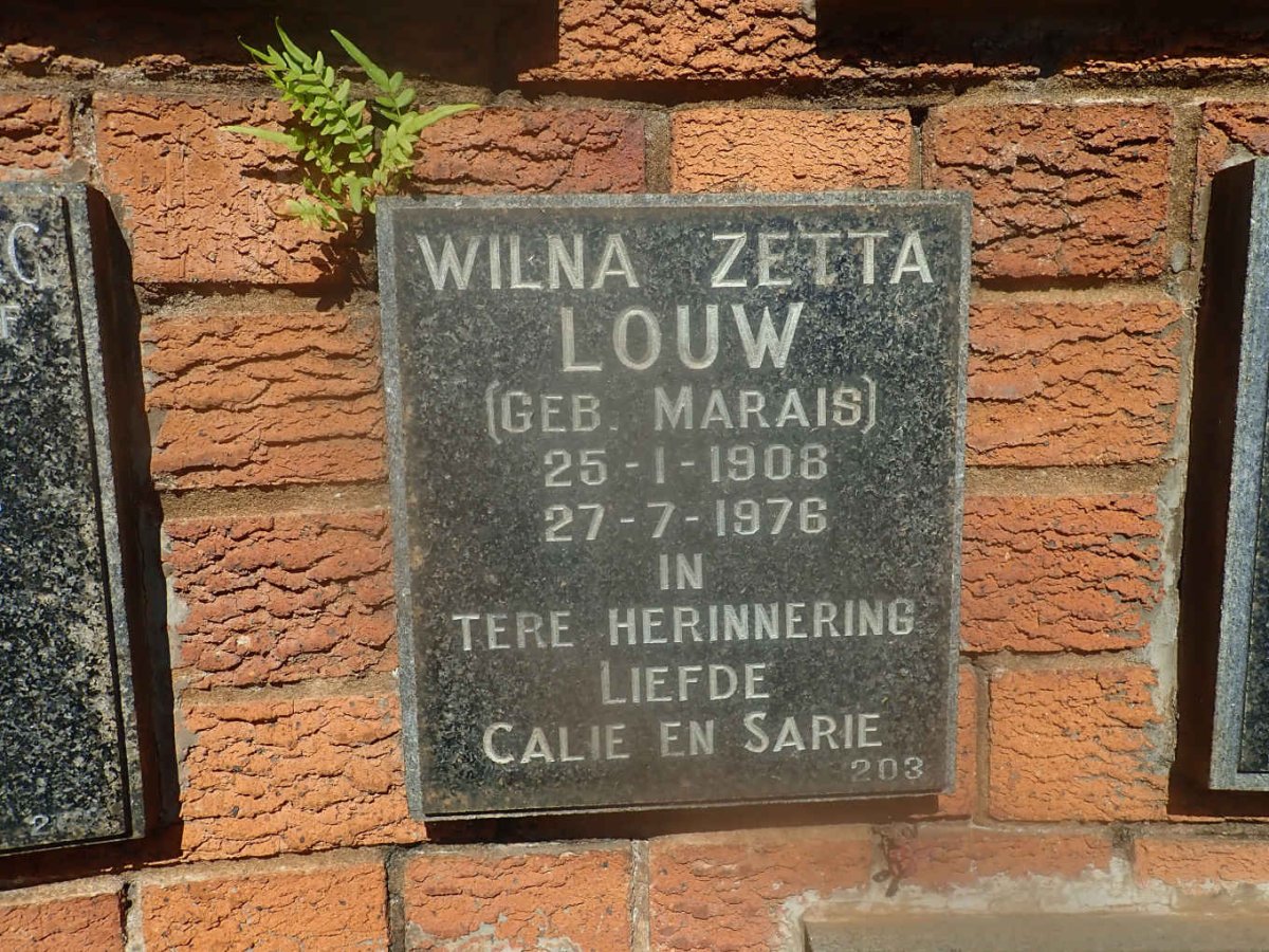 LOUW Wilna Zetta nee MARAIS 1908-1976
