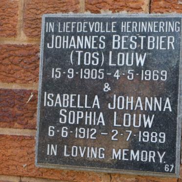 LOUW Johannes Bestbier 1905-1969 &amp; Isabella Johanna Sophia 1912-1989