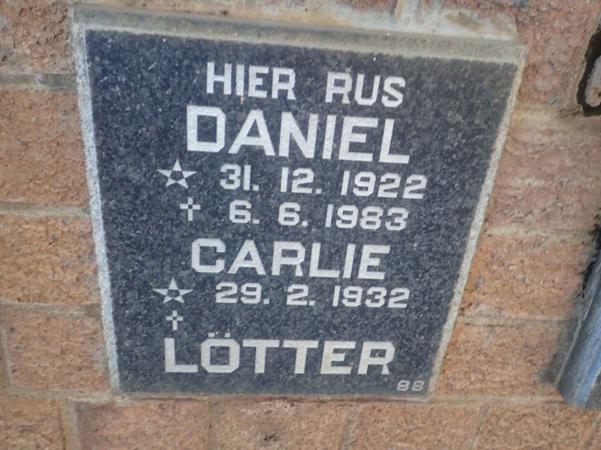 LÖTTER Daniel 1922-1983 &amp; Carlie 1932-