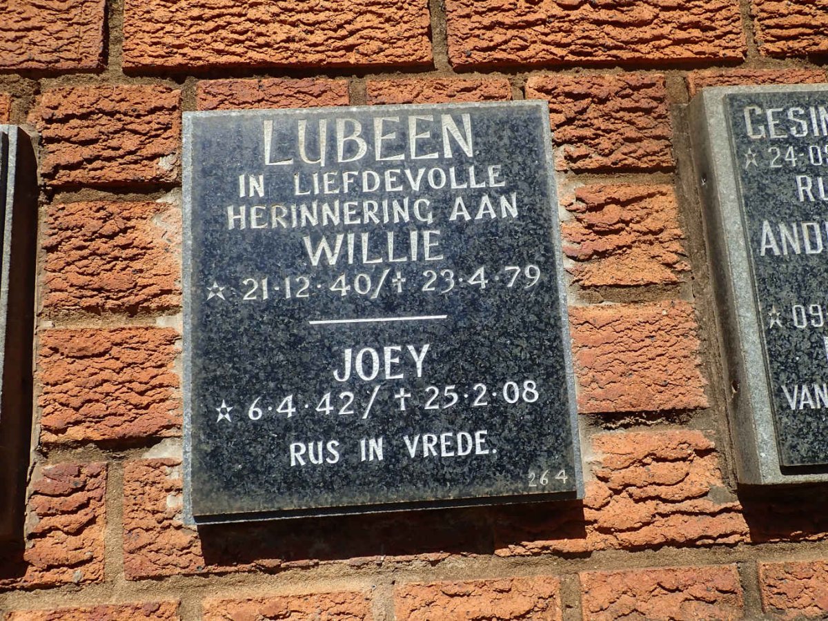 LUBEEN Willie 1940-1979 &amp; Joey 1942-2008