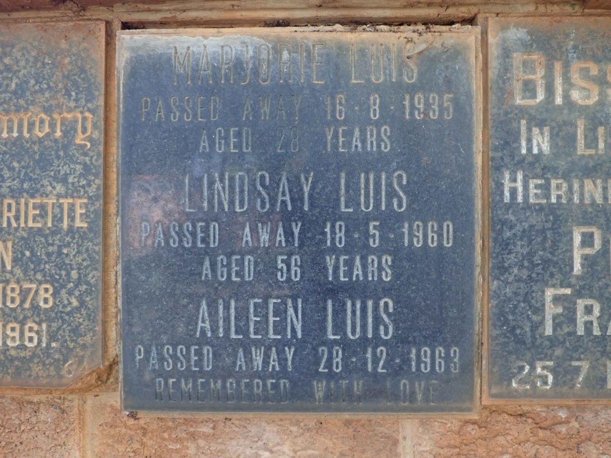 LUIS Marjorie -1935 :: LUIS Lindsay -1960 :: LUIS Aileen -1963
