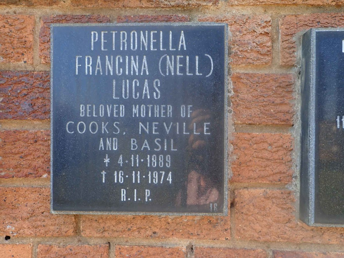 LUCAS Petronella Francina nee NELL 1889-1974