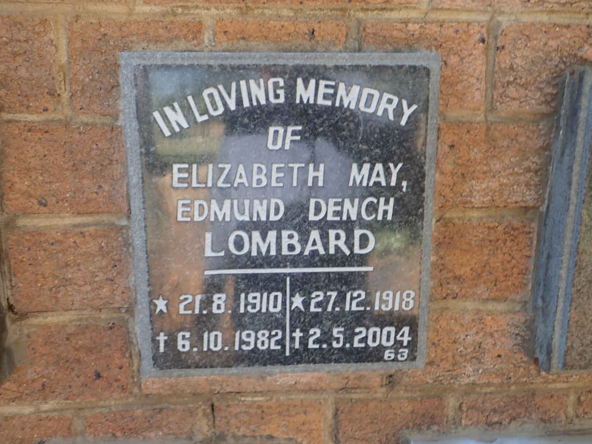 LOMBARD Edmund Dench 1918-2004 &amp; Elizabeth May 1910-1982