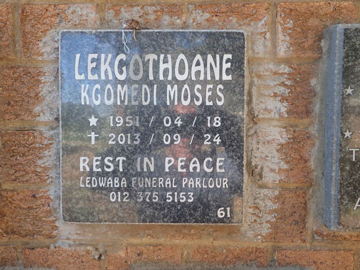 LEKGOTHOANE Kgomedi Moses 1951-2013