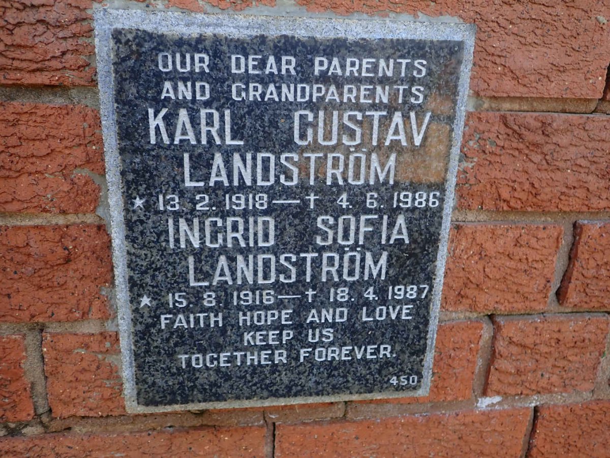 LANDSTRÖM Karl Gustav 1918-1986 &amp; Ingrid Sofia 1916-1987