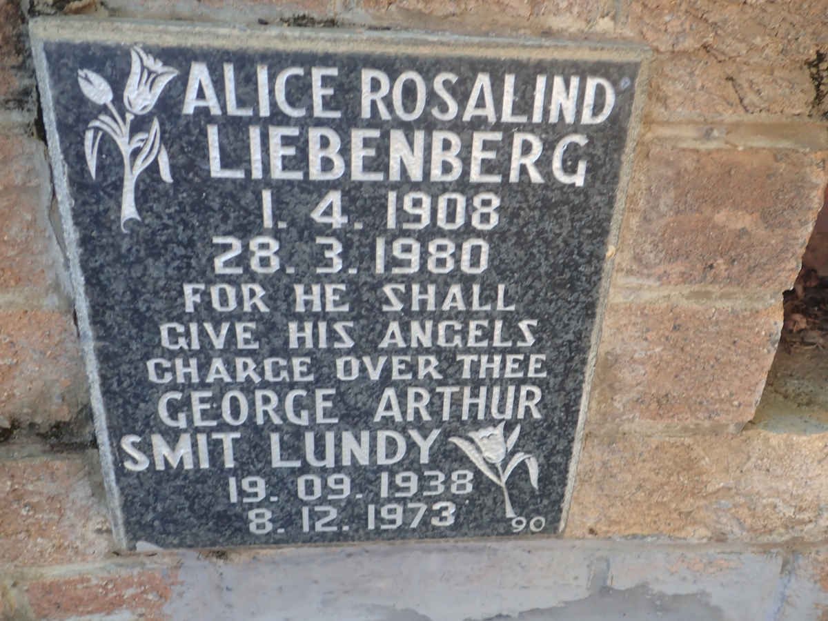 LIEBENBERG Alice Rosalind 1908-1980 :: LUNDY George Arthur, SMIT 1938-1973