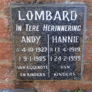 LOMBARD Andy 1927-1985 &amp; Hannie 1919-1999