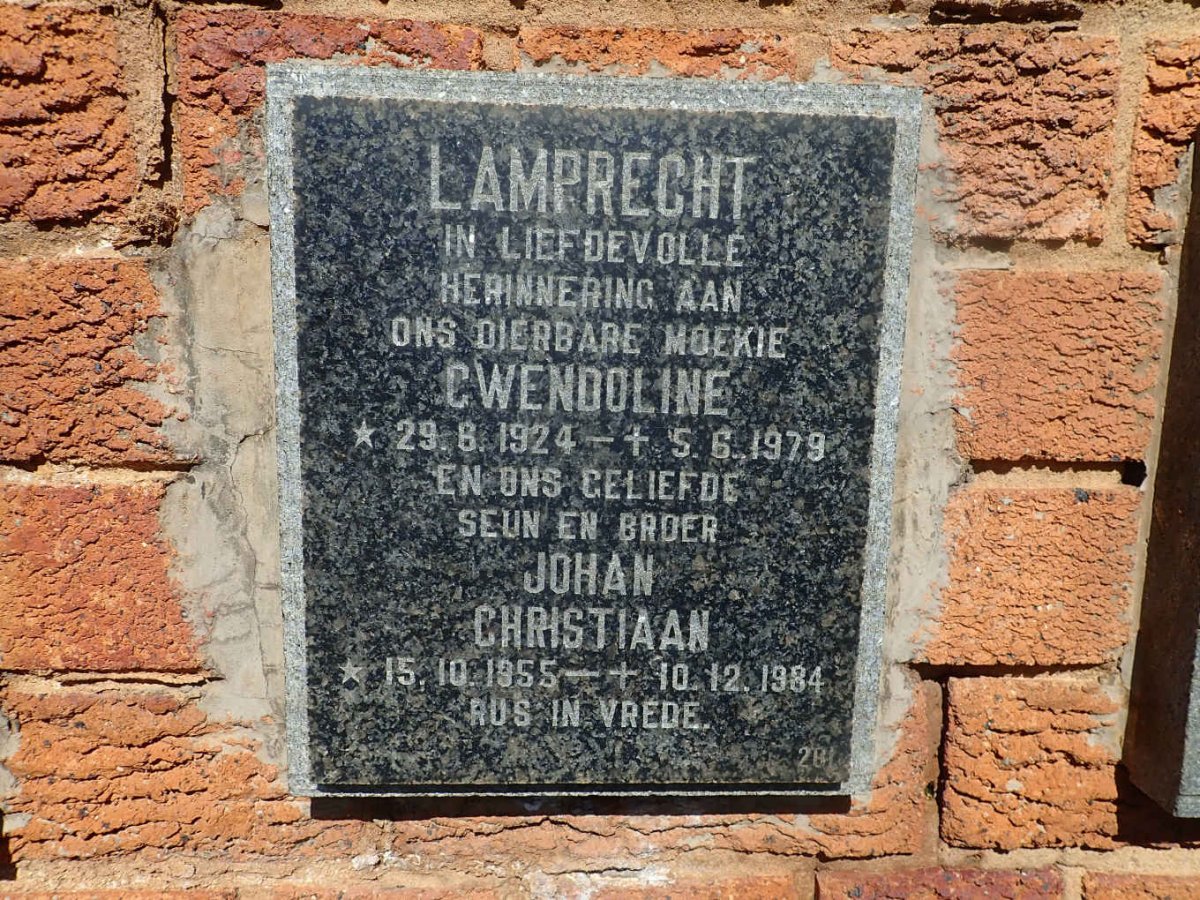 LAMPRECHT Gwendoline 1924-1979 :: LAMPRECHT Johan Christiaan 1955-1984