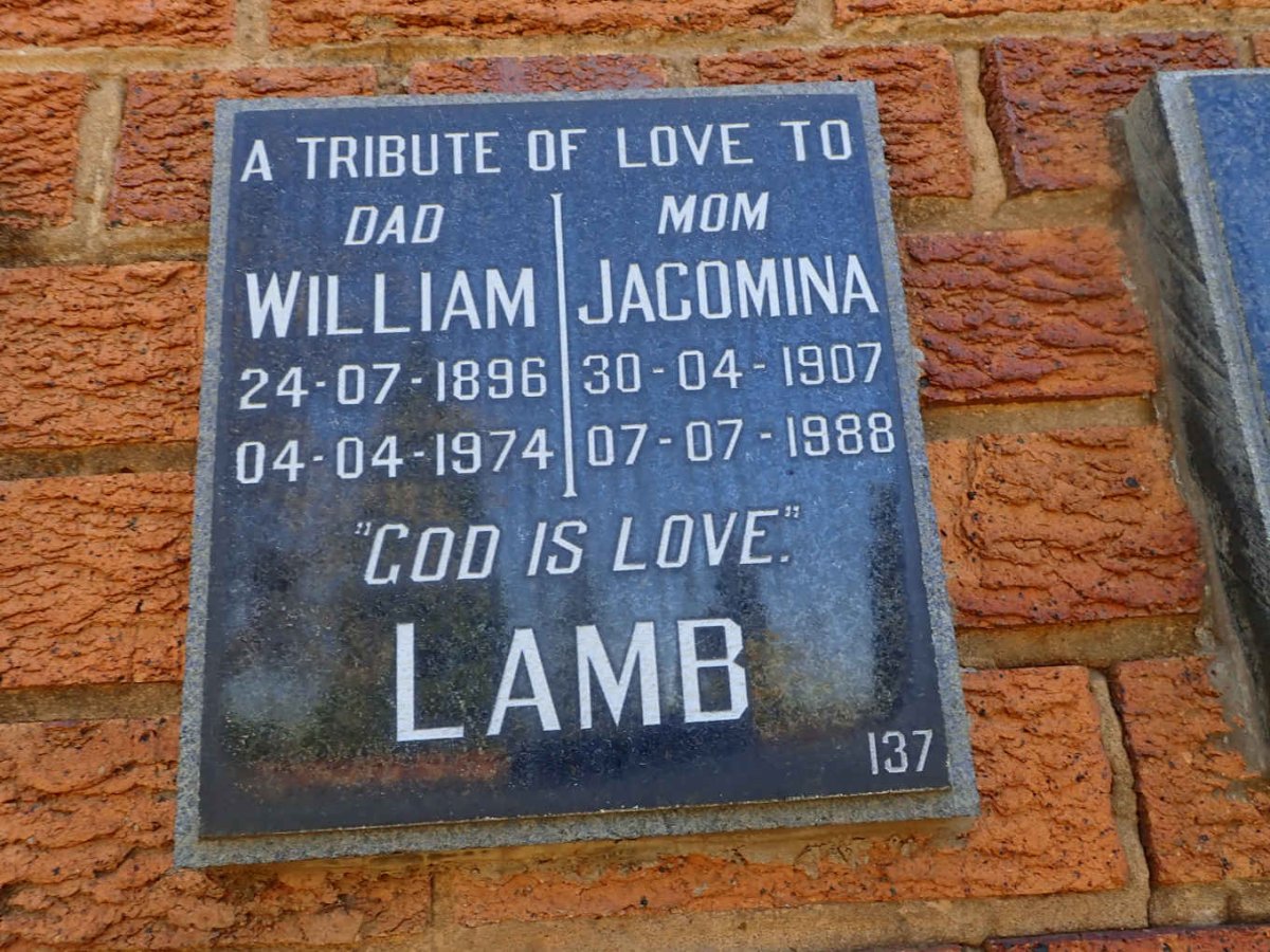 LAMB William 1896-1974 &amp; Jacomina 1907-1988