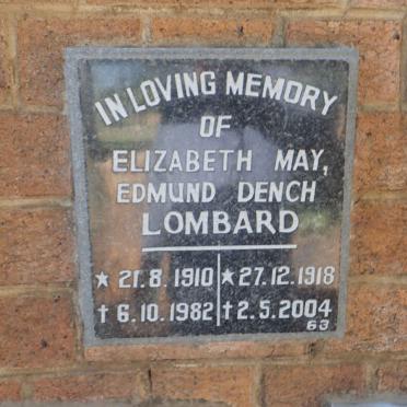 LOMBARD Edmund Dench 1918-2004 &amp; Elizabeth May 1910-1982