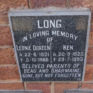 LONG Ken 1925-1993 &amp; Leonie Doreen 1931-1966