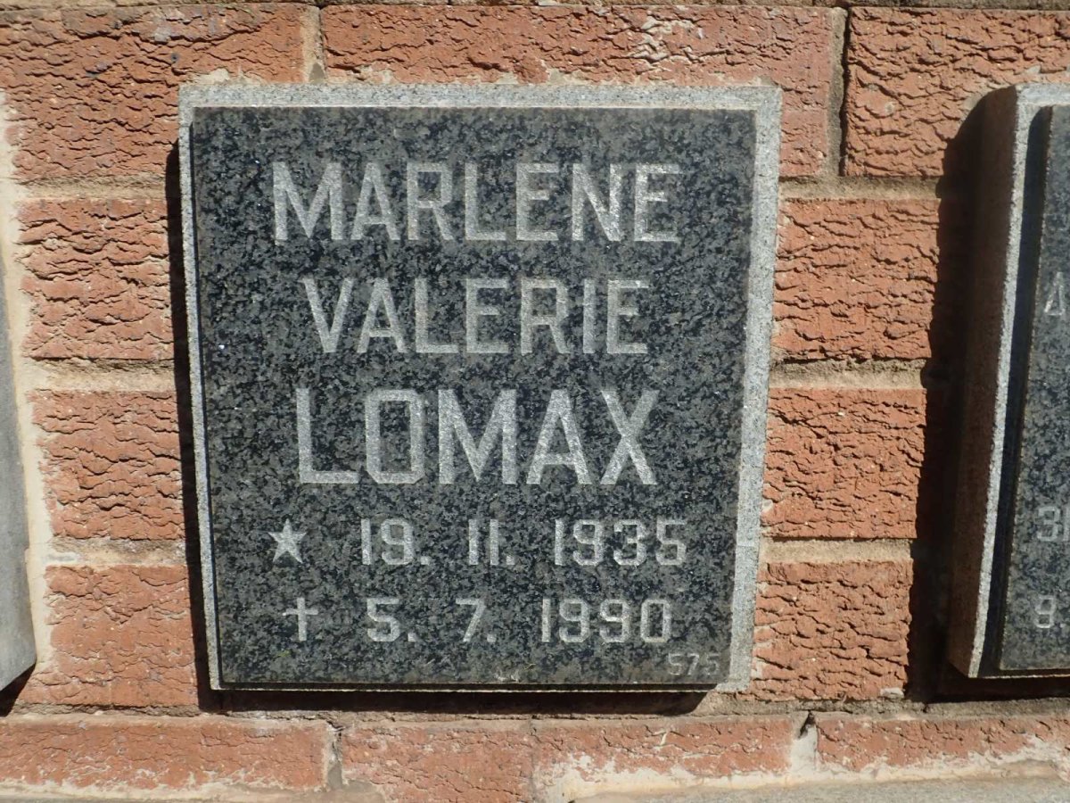 LOMAX Marlene Valerie 1935-1990
