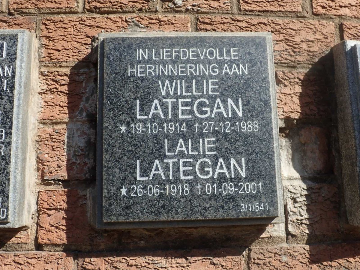 LATEGAN Willie 1914-1988 &amp; Lalie 1918-2001