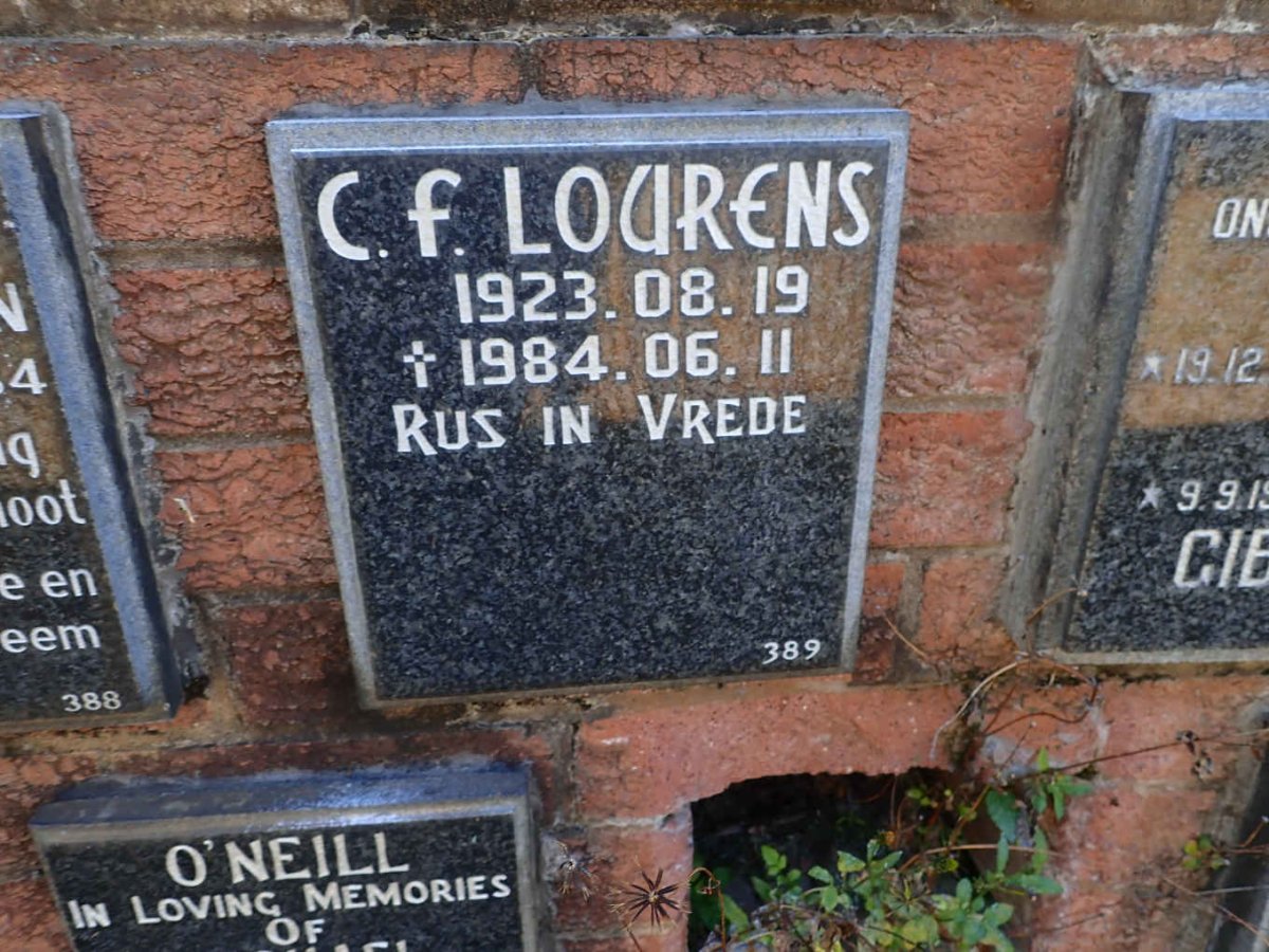 LOURENS C.F. 1923-1984