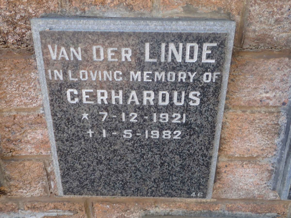 LINDE Gerhardus, van der 1921-1982