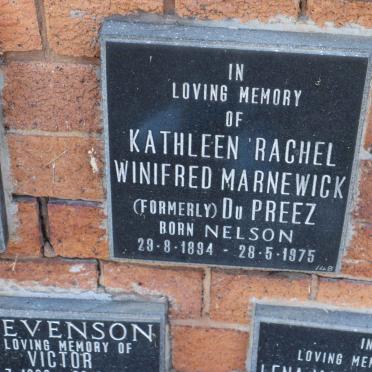 MARNEWICK Kathleen Rachel Winifred formerly DU PREEZ nee NELSON 1894-1975
