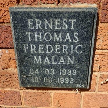 MALAN Ernest Thomas Frederic 1939-1992