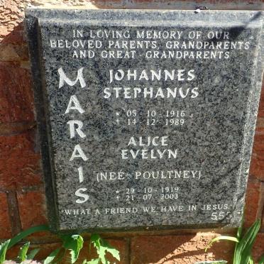 MARAIS Johannes Stephanus 1916-1989 &amp; Alice Evelyn POULTNEY 1919-2003