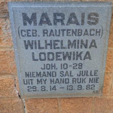 MARAIS Wilhelmina Lodewika nee RAUTENBACH 1914-1982