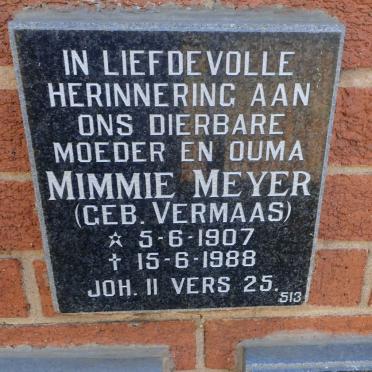 MEYER Mimmie nee VERMAAS 1907-1988
