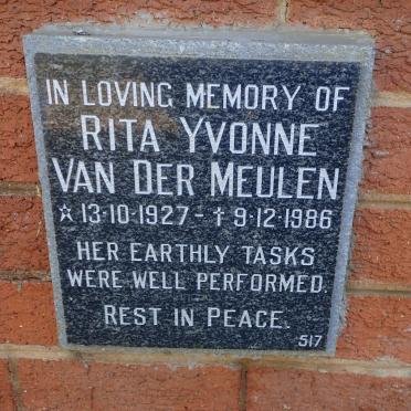 MEULEN Rita Yvonne, van der 1927-1986