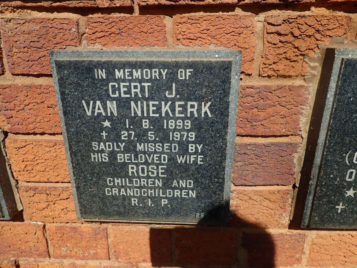 NIEKERK Gert J., van 1899-1979
