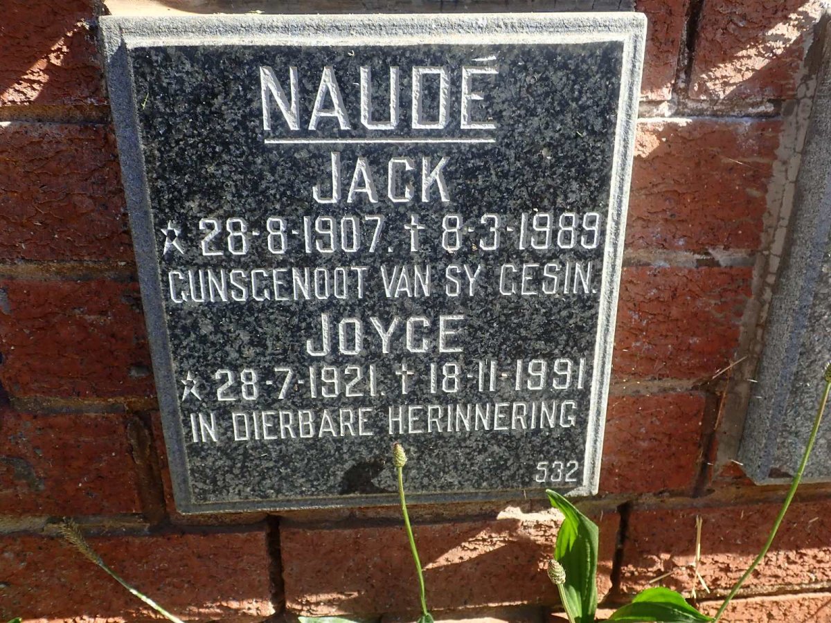 NAUDÉ Jack 1907-1989 &amp; Joyce 1921-1991