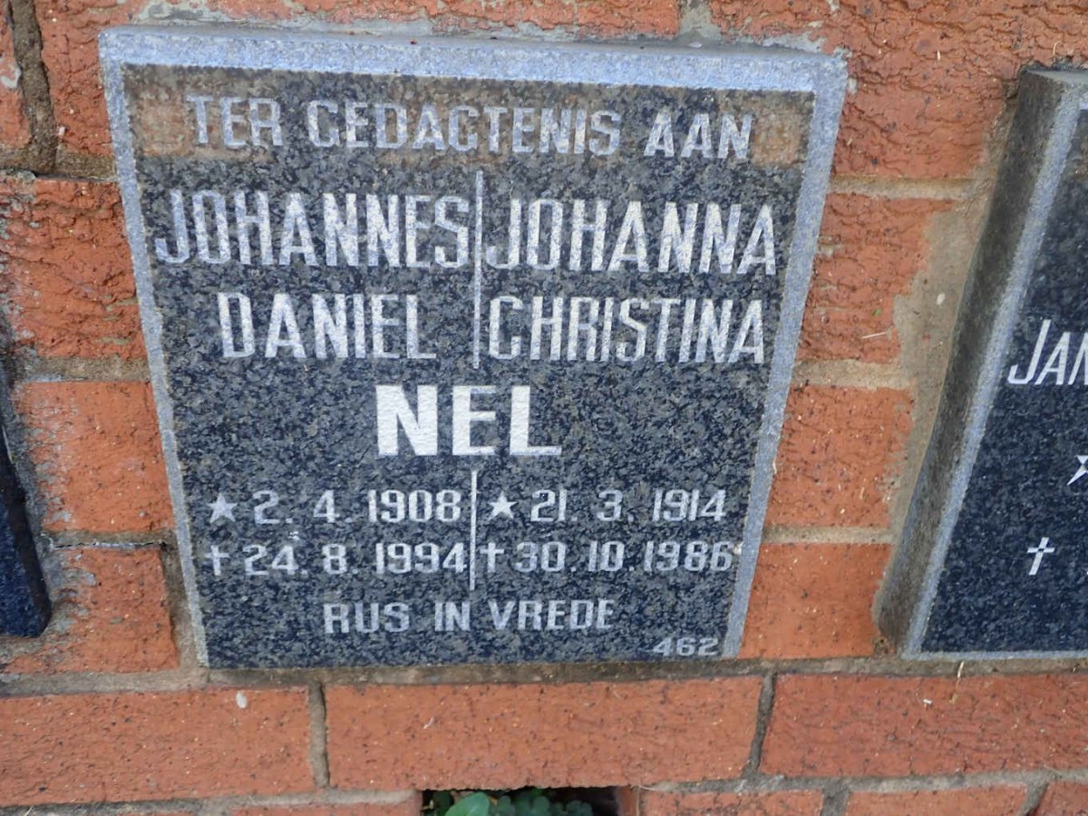 NEL Johannes Daniel 1908-1994 &amp; Johanna Christina 1914-1986