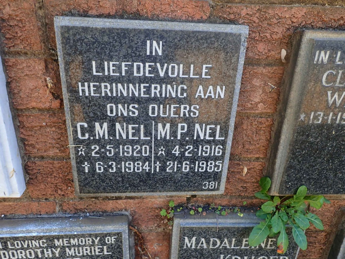 NEL M.P. 1916-1985  &amp; C.M 1920-1984