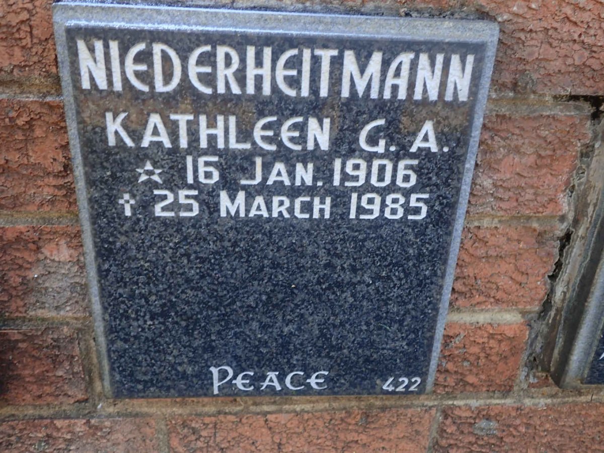 NIEDERHEITMANN Kathleen G.A. 1906-1985