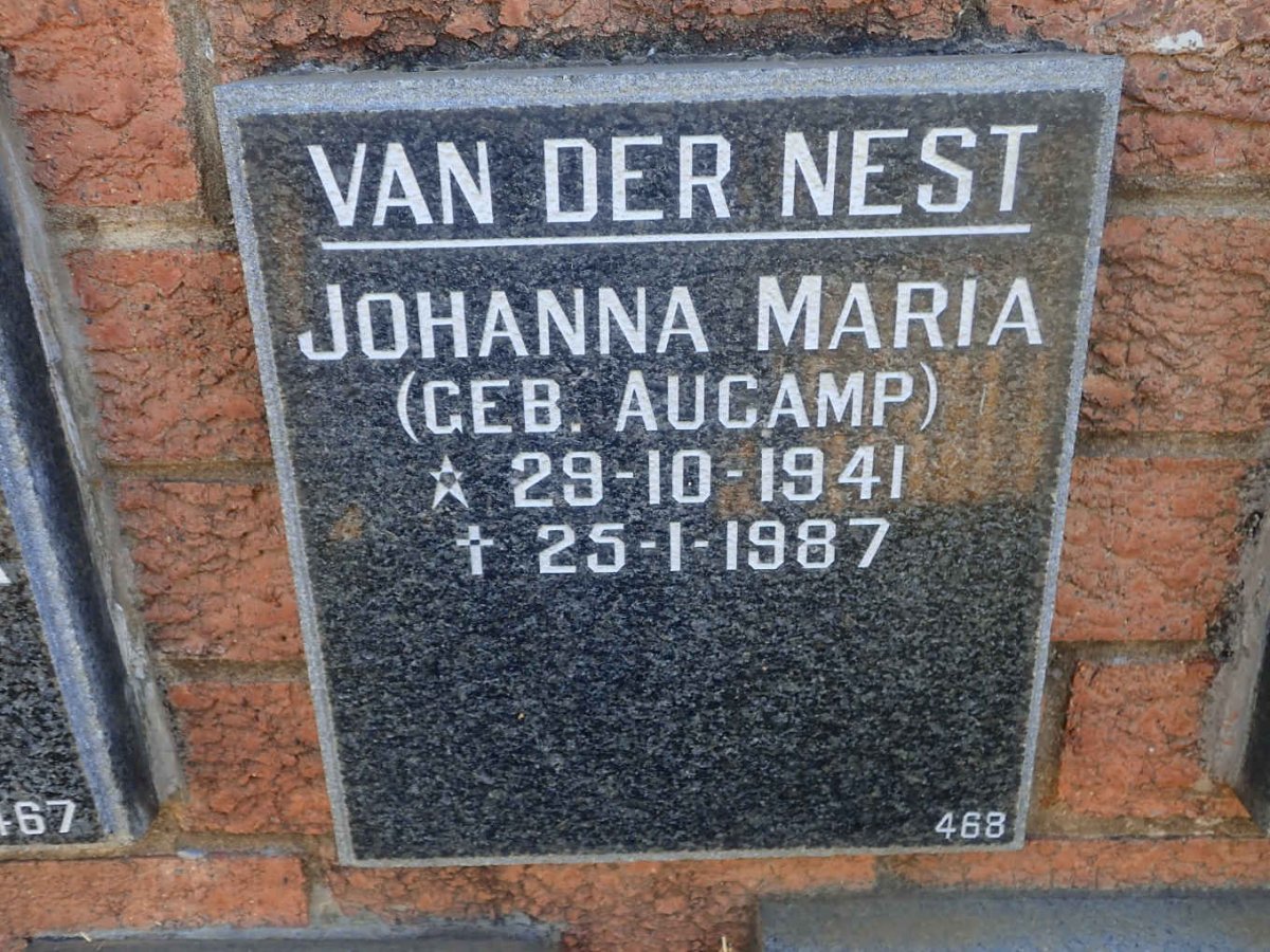 NEST Johanna Maria, van der, nee AUCAMP 1941-1987