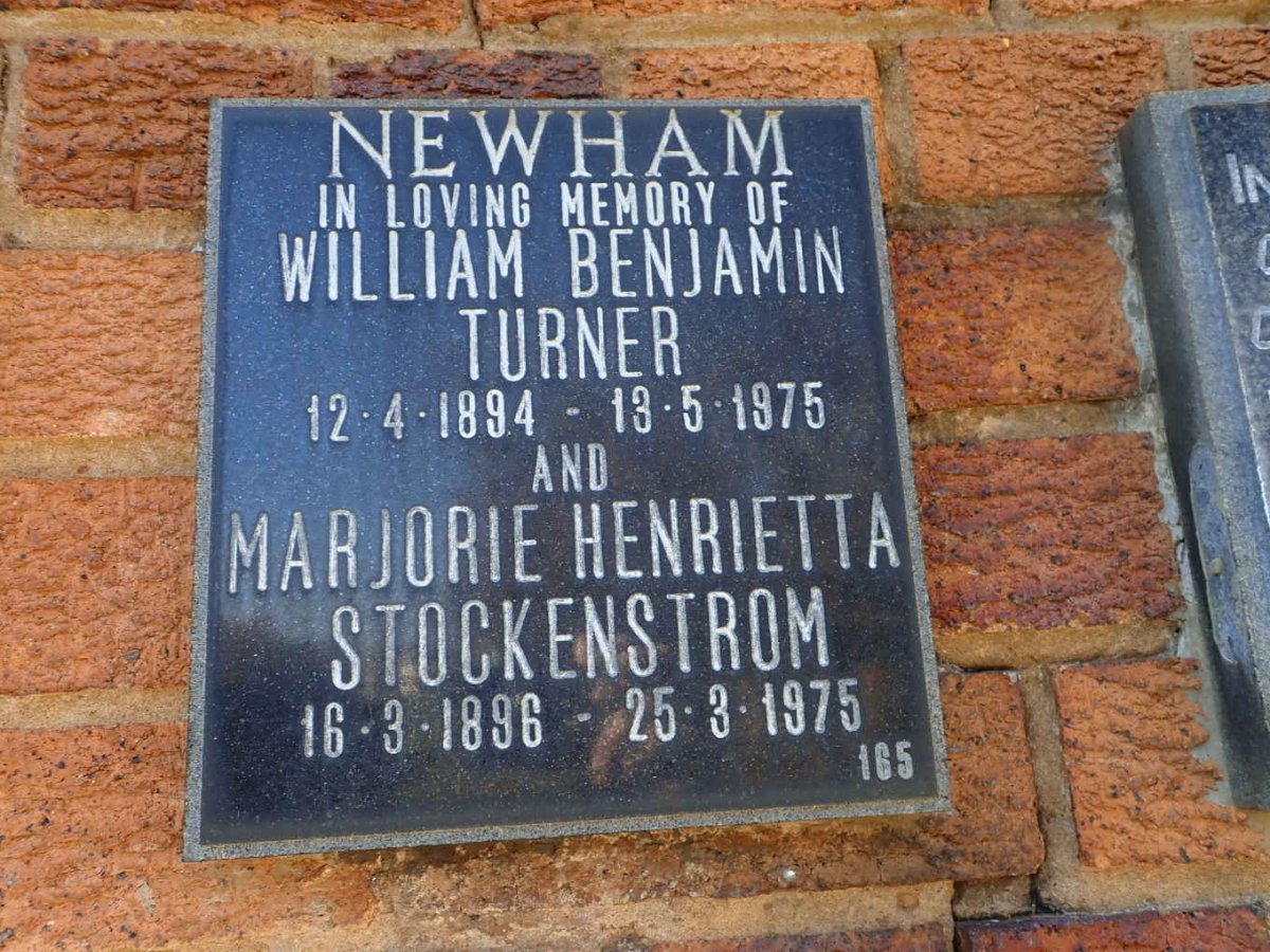 NEWHAM William Benjamin Turner 1894-1975 &amp; Marjorie Henrietta Stockenstrom 1896-1975