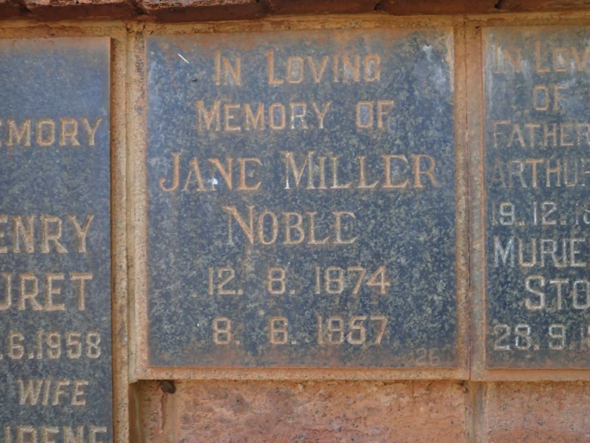 NOBLE Jane Miller 1874-1957