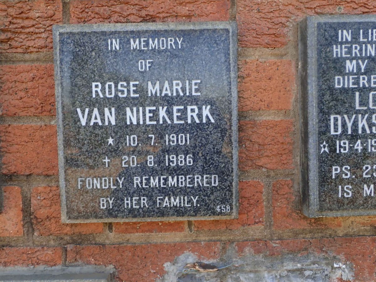 NIEKERK Rose Marie, van 1901-1986