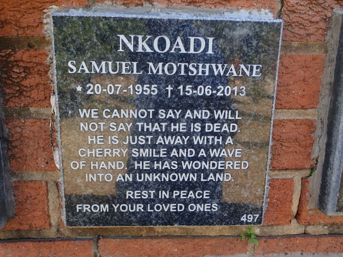 NKOADI Samuel Motshwane 1955-2013