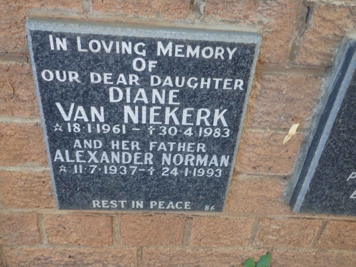 NIEKERK Alexander Norman, van 1937-1993 :: NIEKERK Diane, van 1961-1983