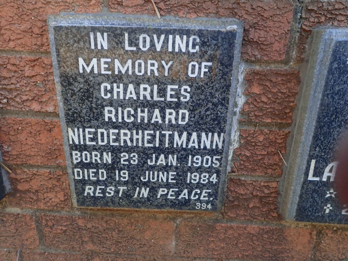 NIEDERHEITMANN Charles Richard 1905-1984