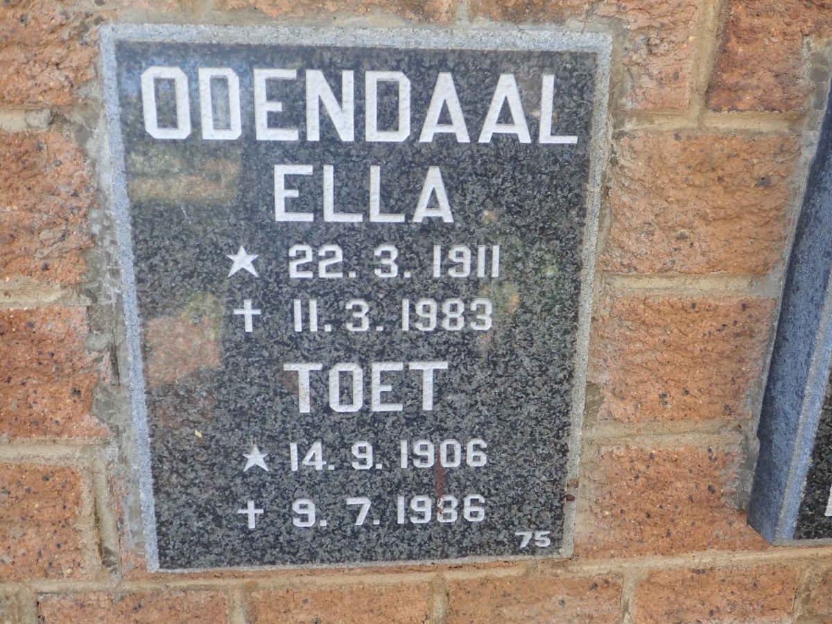 ODENDAAL Toet 1906-1986 &amp; Ella 1911-1983