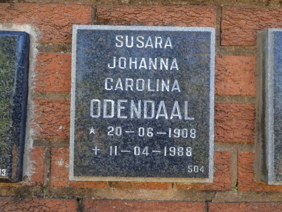 ODENDAAL Susara Johanna Carolina 1908-1988