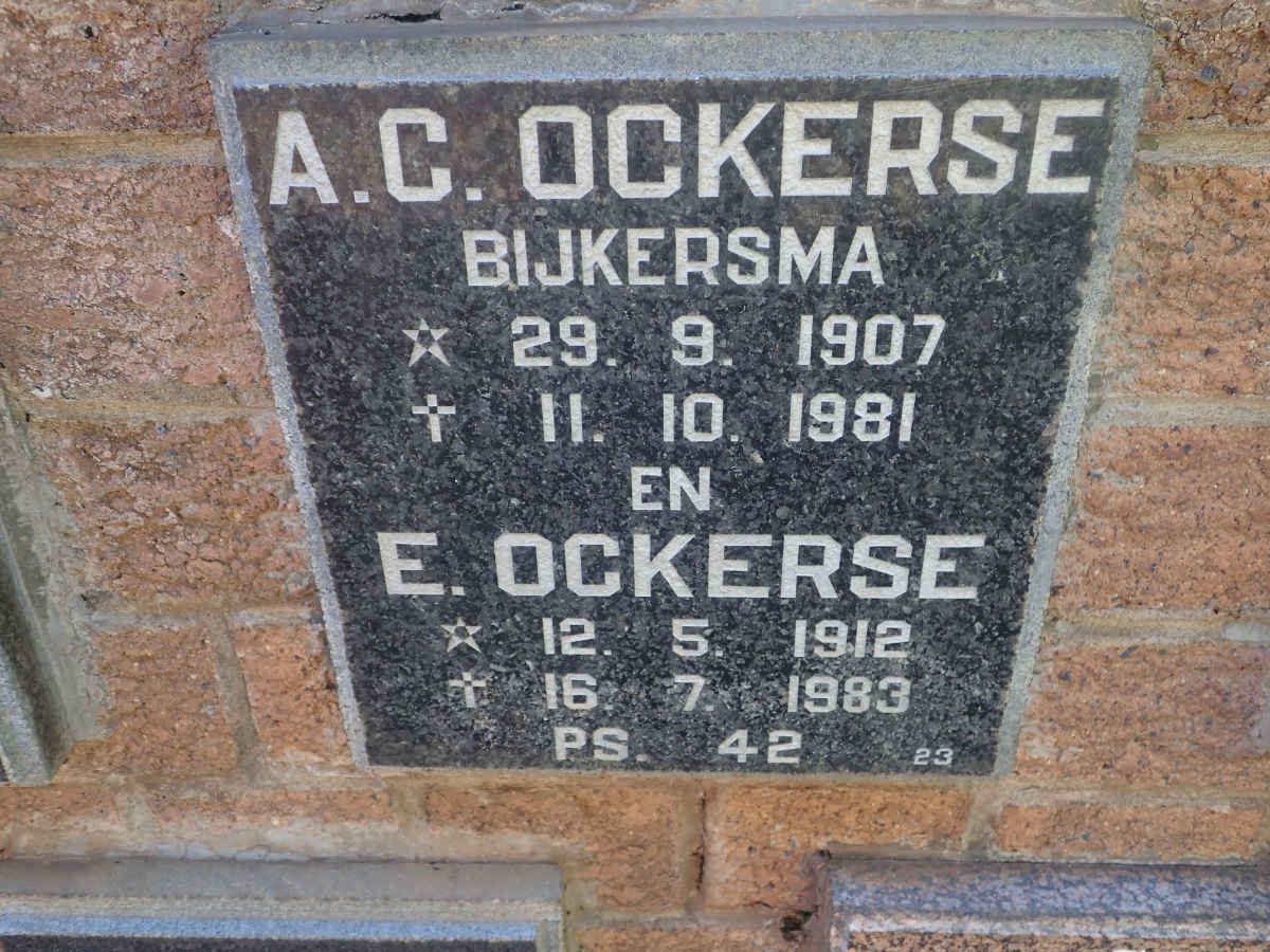 OCKERSE A.C. 1907-1981 &amp; E. 1912-1983