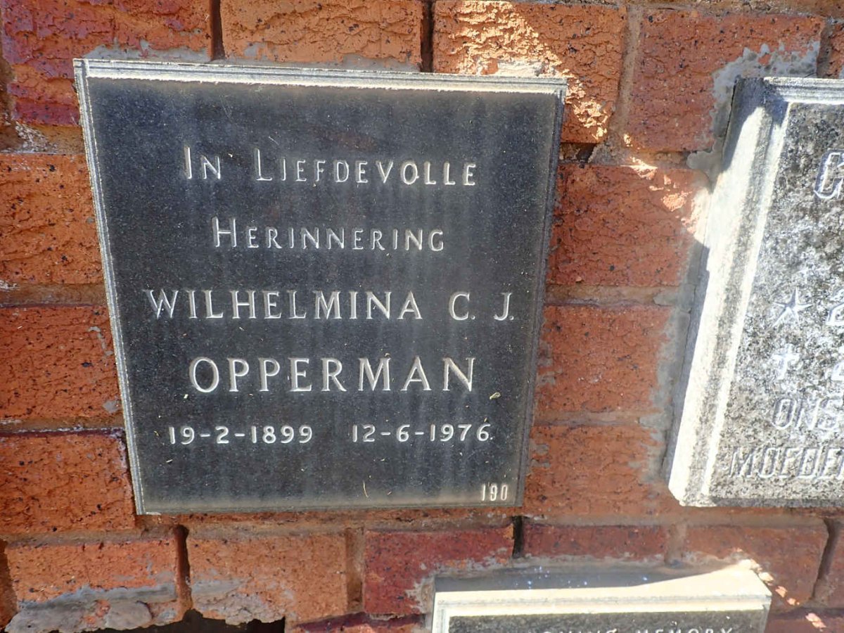 OPPERMAN Wilhelmina C.J. 1899-1976