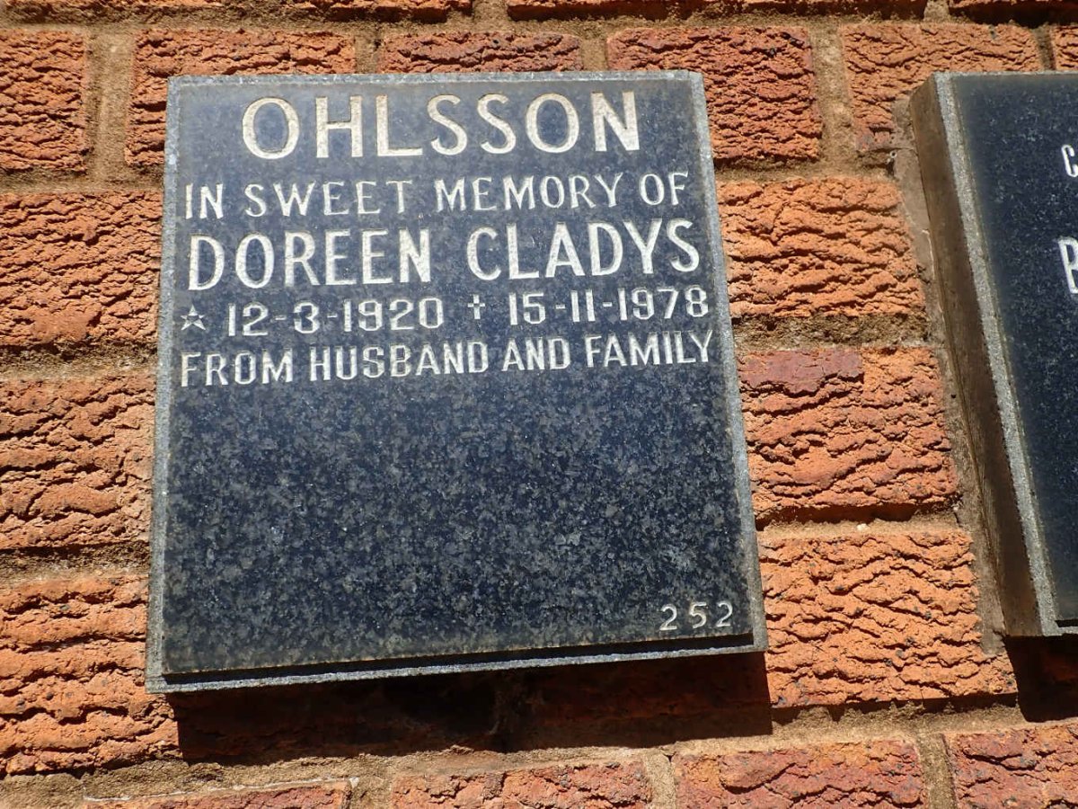 OHLSSON Doreen Gladys 1920-1978