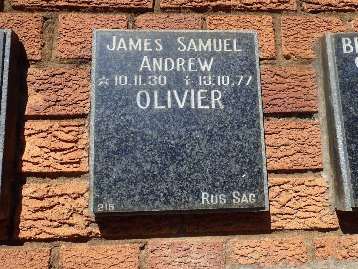OLIVIER James Samuel Andrew 1930-1977