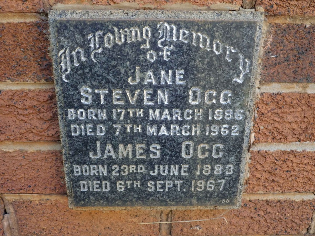 OGG James 1883-1967 &amp; Jane Steven 1886-1962