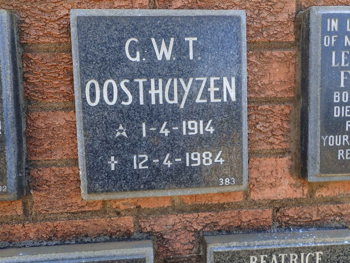 OOSTHUYZEN G.W.T. 1914-1984