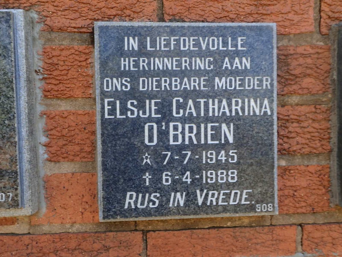 O'BRIEN Elsje Catharina 1945-1988