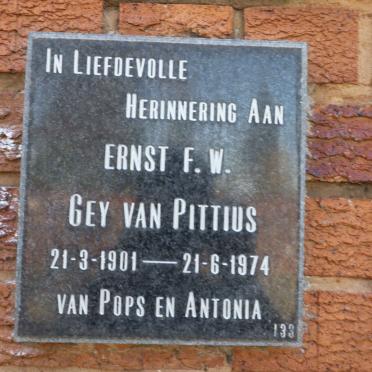 PITTIUS Ernst F.W., GEY van 1901-1974