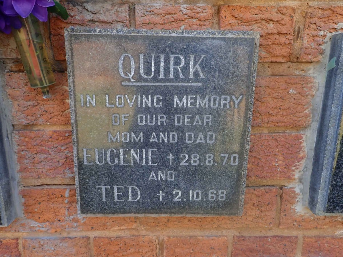 QUIRK Ted -1968 &amp; Eugenie -1970