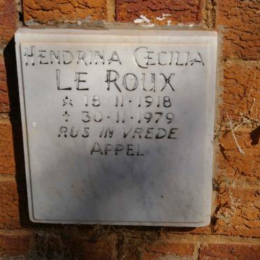 ROUX Hendrina Cecilia, le 1918-1979